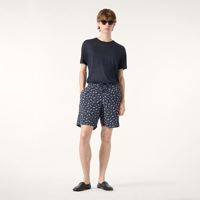 loro piana printed drawstring shorts